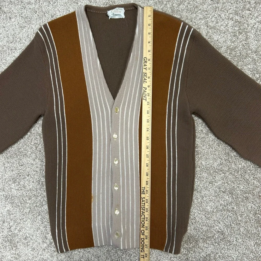 Vintage Orlon Campus Cardigan Sweater Grunge Rockabilly Striped NO SIZE (M) 60s‎